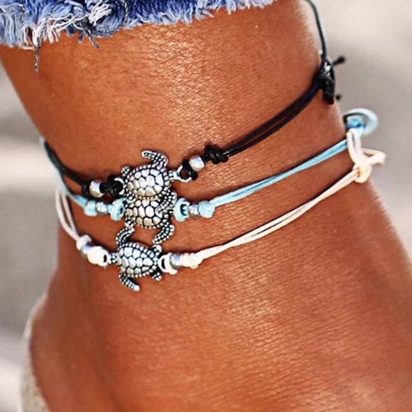 ⚜️𝟯𝟬%𝗢𝗙𝗙 𝗯𝘂𝗻𝗱𝗹𝗲𝘀 𝟯+⚜️ NEW 3 Tortoise Rope Bohemian Anklets Set - Picture 13 of 16